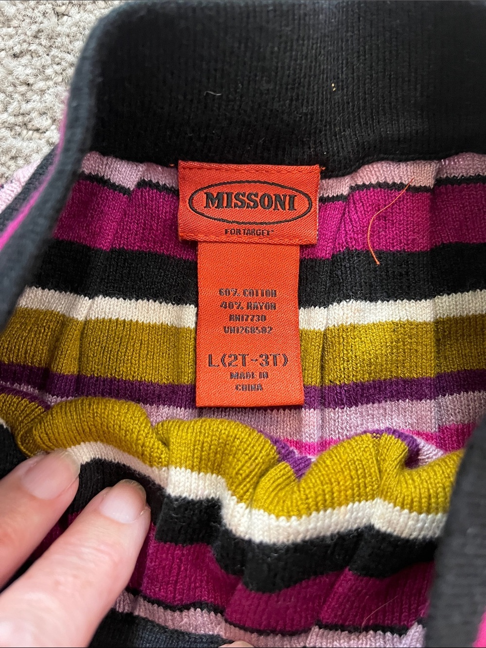EUC Missoni Striped Knit Toddler Girl Skirt in Fuchsia, Green, Pink, Black 2T-3T - Picture 3 of 5